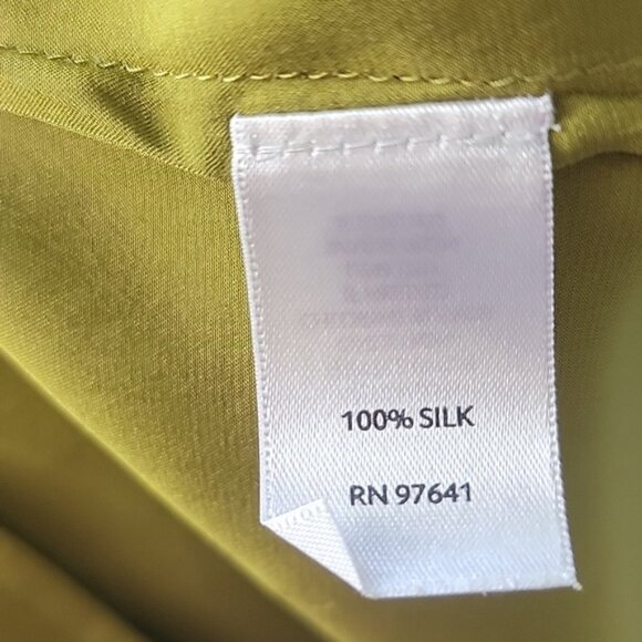 J.JILL Chartreuse Green Yellow 100% Silk Scoop Neck Sleeveless Shell Tank Top S - Picture 5 of 14